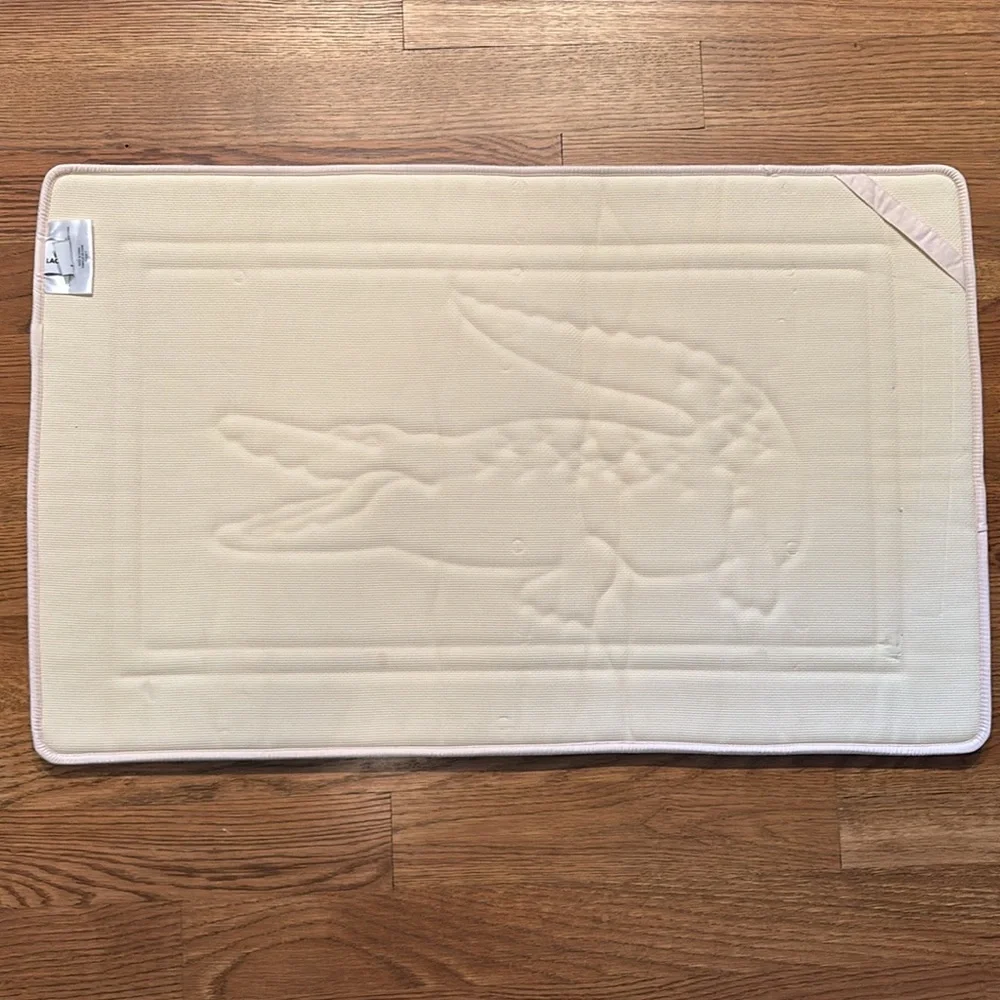 Lacoste Cream Door Mat with Textured Crocodile Accent